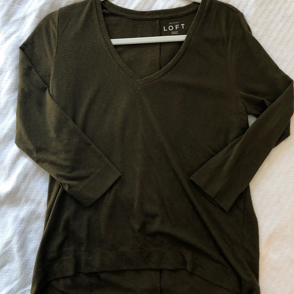 Olive, 3/4 sleeve top. Loft size small - Picture 4 of 4